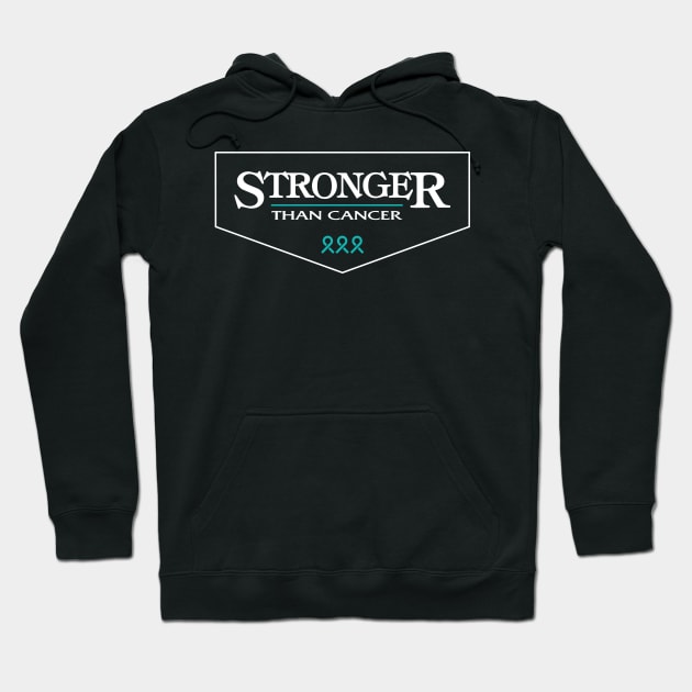 Ovarian Cancer Awareness Teal Ribbon Stronger Than Cancer Hoodie by Shaderepublic